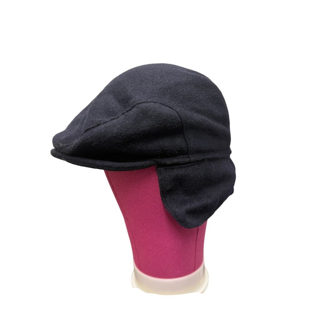VTG Original Loden Impragniert newsboy L Cap Hat Blue Navy 100% Wool Italy Made